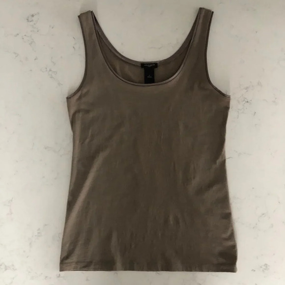 Ann Taylor Sleeveless Scoop Neck Cotton & Spandex Tank Top Neutral Tan Sz S NWOT - Picture 13 of 13
